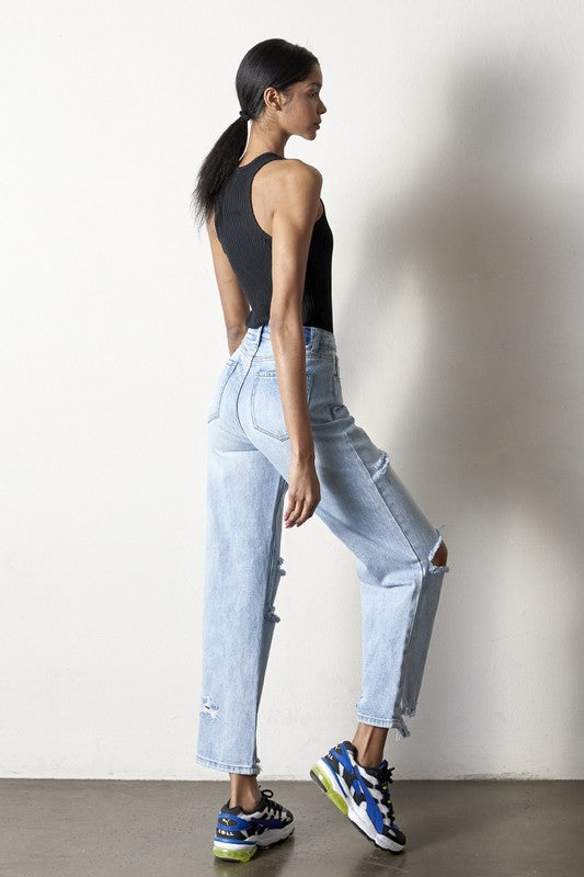 Eva Distressed Straight Leg Jeans