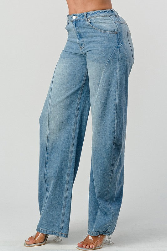 Athena Wide Leg Barrel Jeans