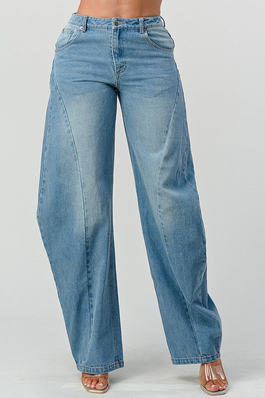 Athena Wide Leg Barrel Jeans