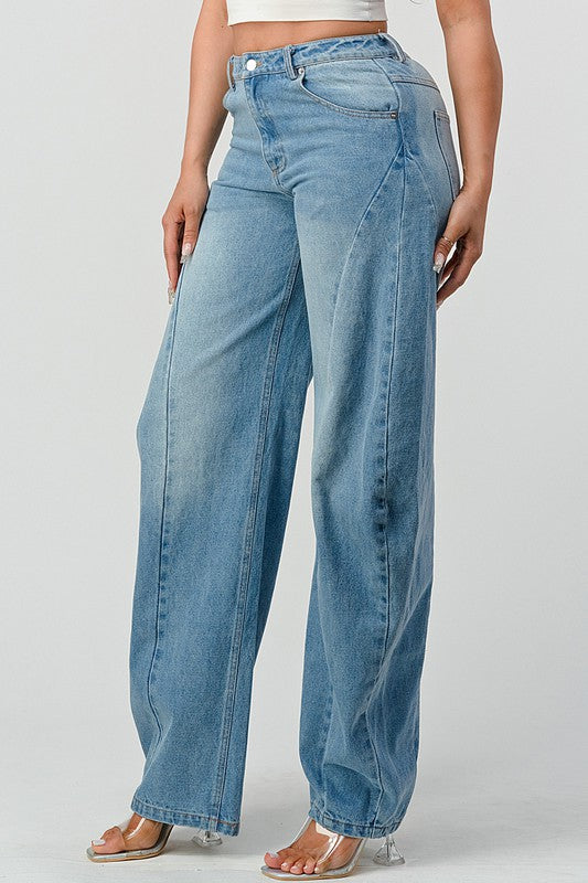 Athena Wide Leg Barrel Jeans