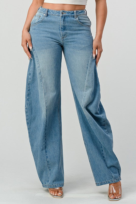 Athena Wide Leg Barrel Jeans