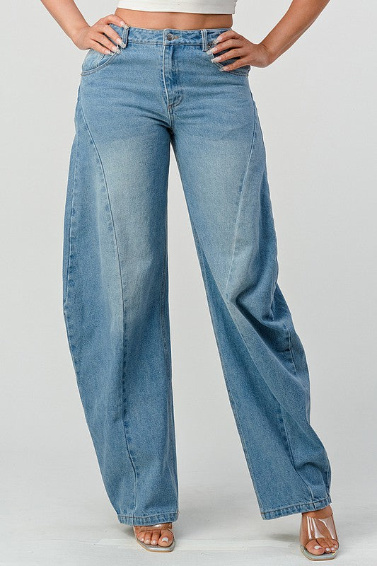 Athena Wide Leg Barrel Jeans