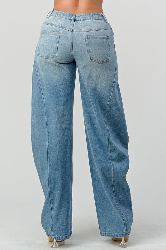 Athena Wide Leg Barrel Jeans