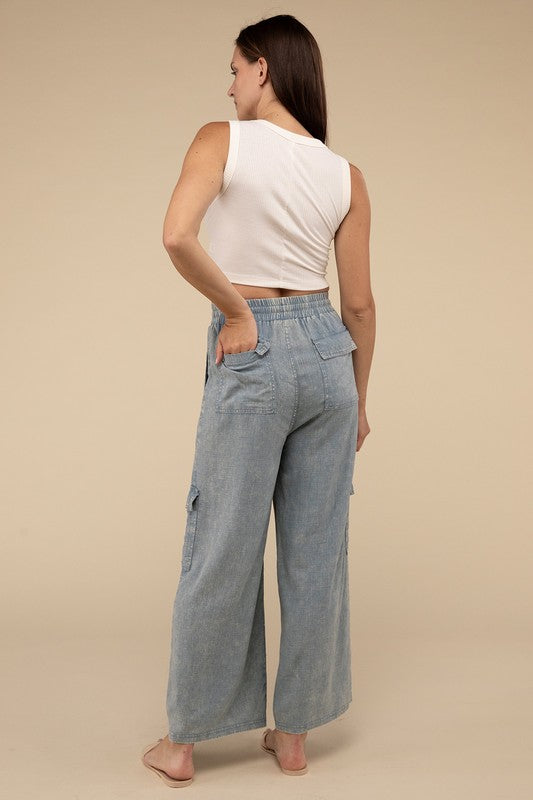 Madison Washed Linen Cargo Pant