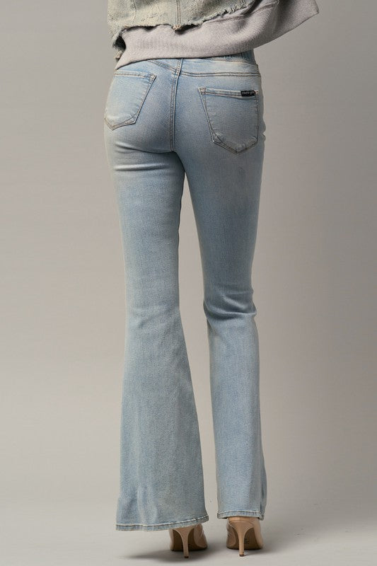 Isabel Elastic Banded Wide Flare Jeans