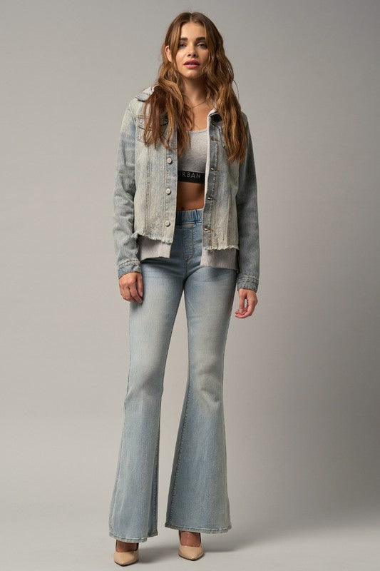 Isabel Elastic Banded Wide Flare Jeans