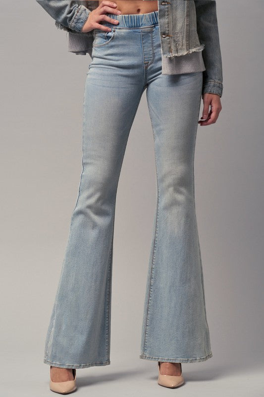 Isabel Elastic Banded Wide Flare Jeans