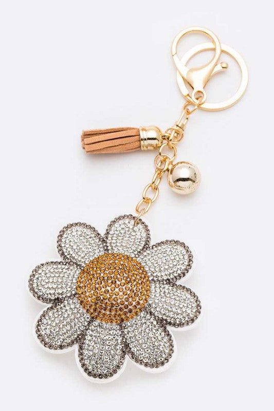 Daisy Rhinestone Pillow Key Chain