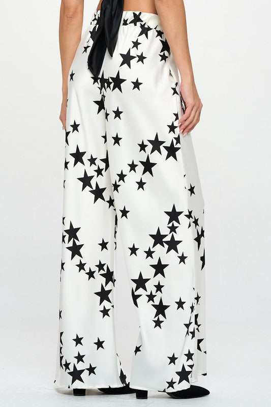 Nina Silky Satin Star Print Pant