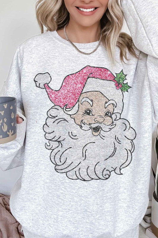 Santa Sequins Christmas Oversized Sweatshirt