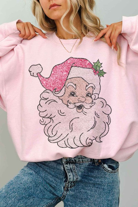 Santa Sequins Christmas Oversized Sweatshirt