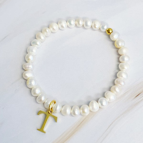 Pearl Initial Charm Bracelet