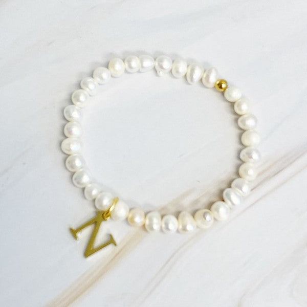 Pearl Initial Charm Bracelet