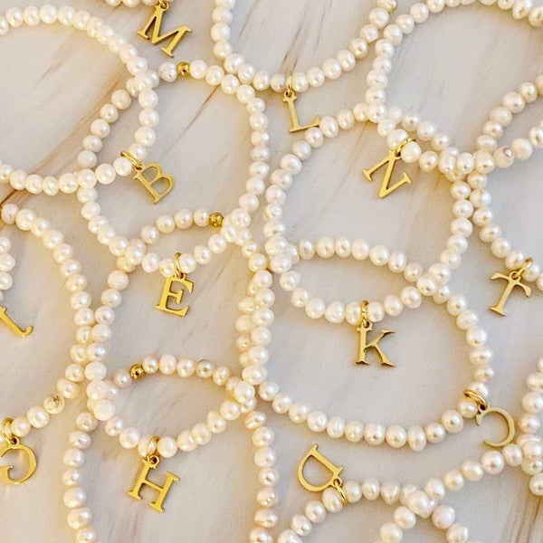 Pearl Initial Charm Bracelet