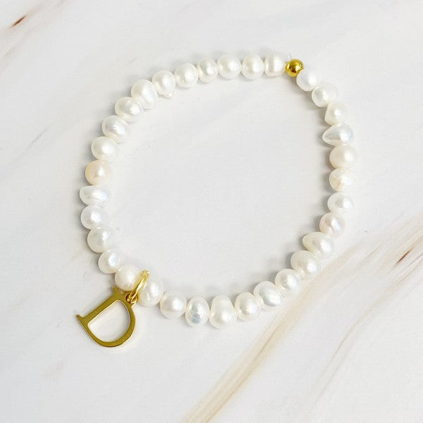 Pearl Initial Charm Bracelet