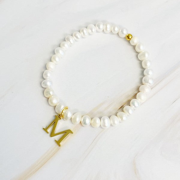 Pearl Initial Charm Bracelet