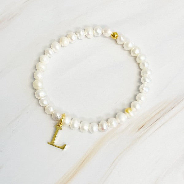 Pearl Initial Charm Bracelet