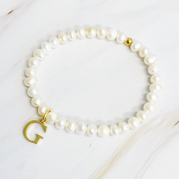 Pearl Initial Charm Bracelet