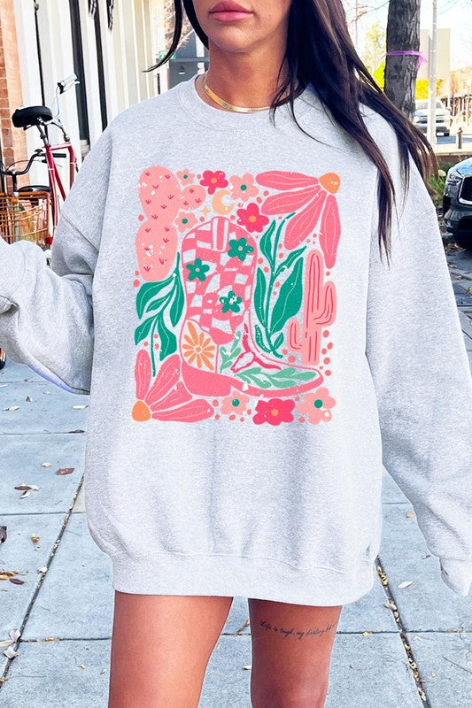 Hannah Floral Cowgirl Boot Sweatshirt