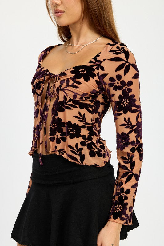 Lilah Floral Sweetheart Neckline Top