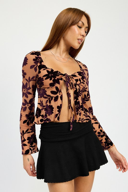 Lilah Floral Sweetheart Neckline Top