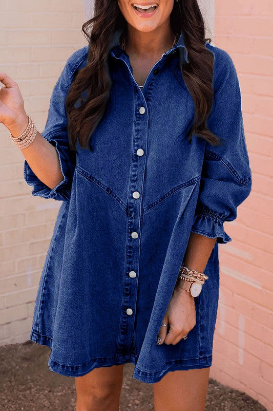 Adelaide Buttoned Denim Babydoll Dress