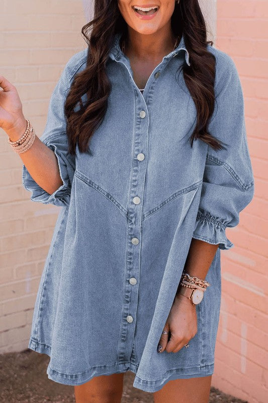 Adelaide Buttoned Denim Babydoll Dress