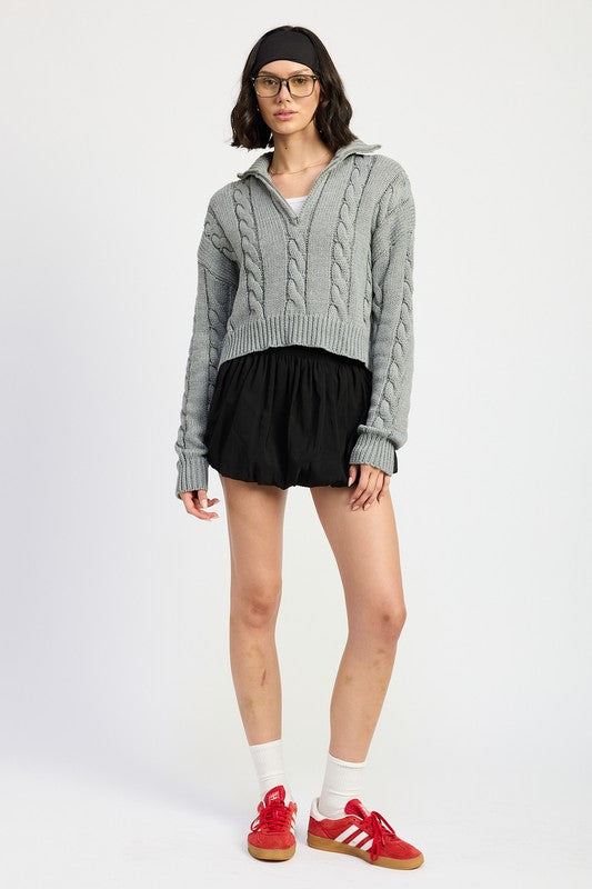 Rachel Quarter Zip Cable Knit Sweater