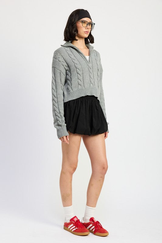 Rachel Quarter Zip Cable Knit Sweater