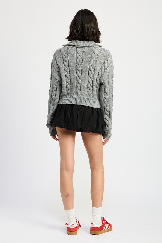 Rachel Quarter Zip Cable Knit Sweater