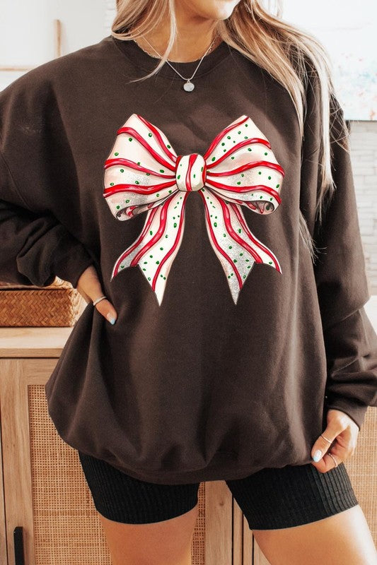 Christmas Tree Cake Bow Sweatshirt