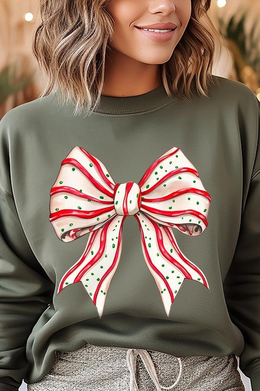 Christmas Tree Cake Bow Sweatshirt