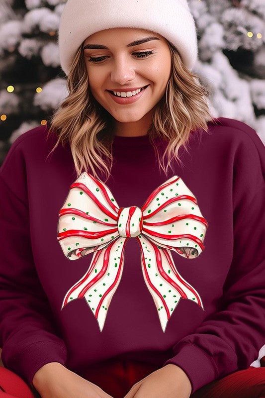 Christmas Tree Cake Bow Sweatshirt