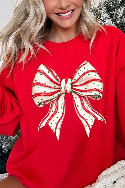 Christmas Tree Cake Bow Sweatshirt