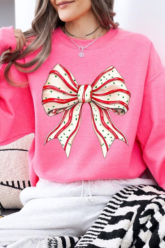 Christmas Tree Cake Bow Sweatshirt