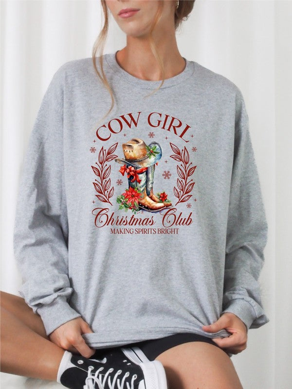 Cowgirl Christmas Club Crewneck Sweatshirt