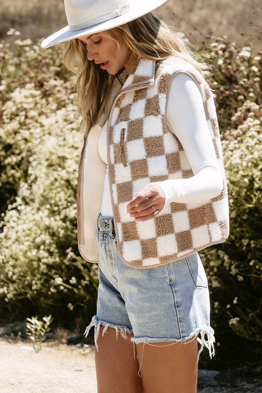 Darby Checkered Sherpa Vest