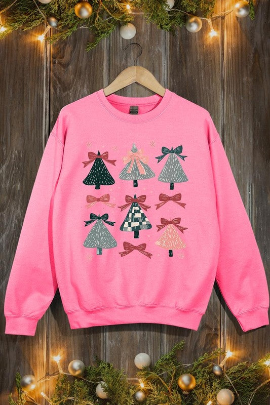 Coquette Christmas Tree Graphic Fleece Sweatshirts