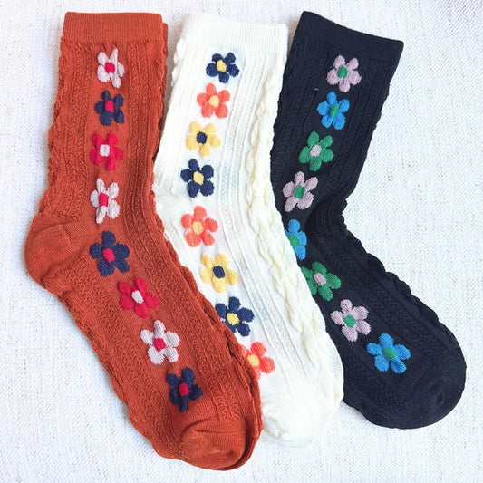 Sally Garden Flower Socks Set Of 3