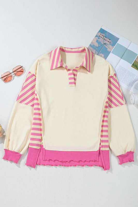 Willow Colorblock Patchwork Collared Sweatshirt