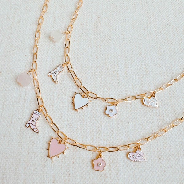 Cowgirl Heart Multi Charm Necklace