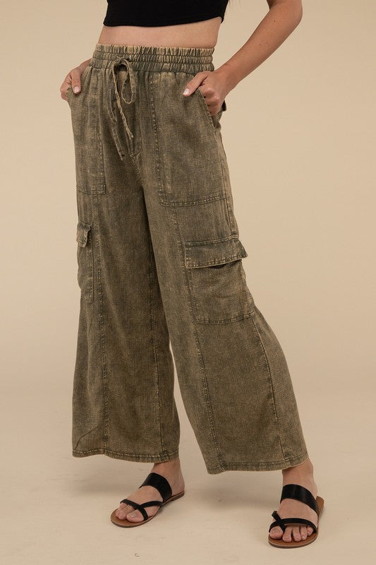 Madison Washed Linen Cargo Pant