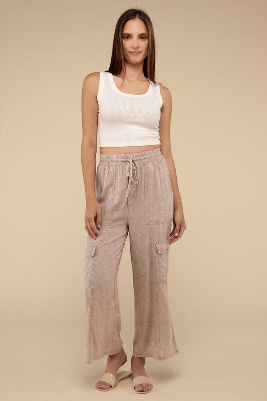Madison Washed Linen Cargo Pant