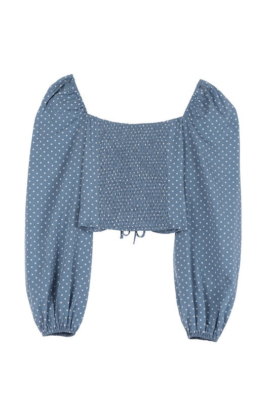 Nora Ruched Polka Dot Crop Top