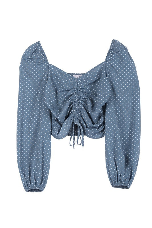 Nora Ruched Polka Dot Crop Top