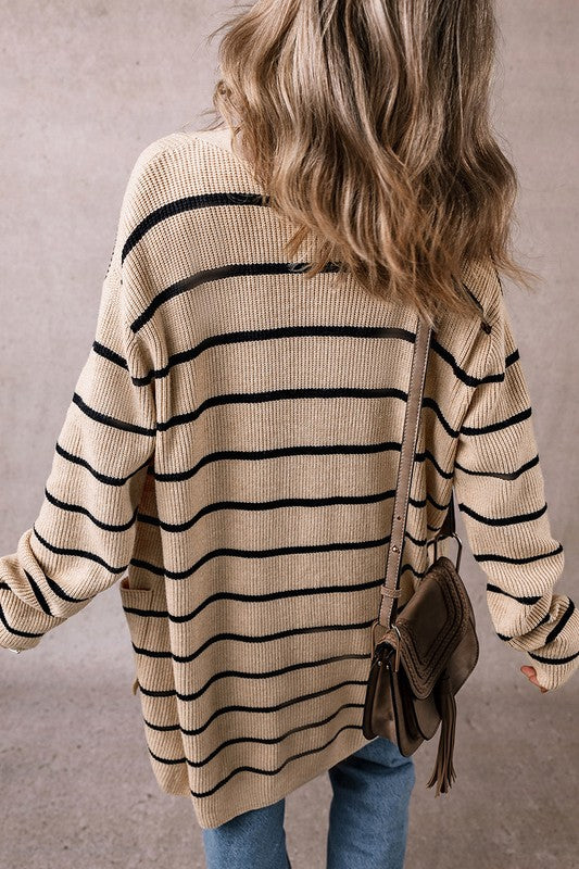 James Stripe Cardigan with Pockets