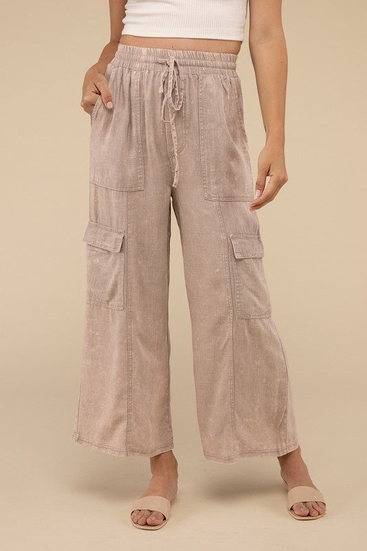 Madison Washed Linen Cargo Pant